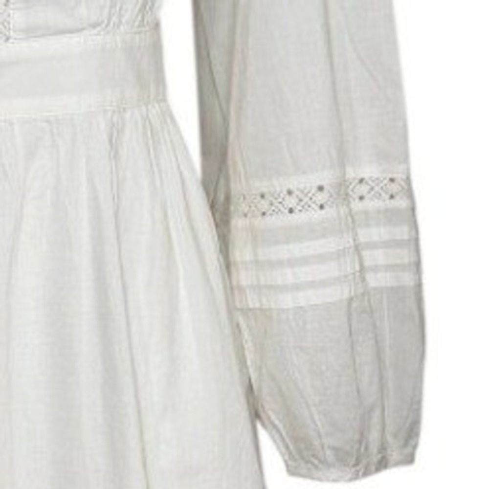 J.Crew White Cotton Eyelet Lace V-Neck Mini Dress Long Puff Sleeve XS - Picture 11 of 11